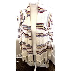 Style Rack Boho Womens Open Cardigan Sweater Striped Aztec Soft Knit Fringe S/M